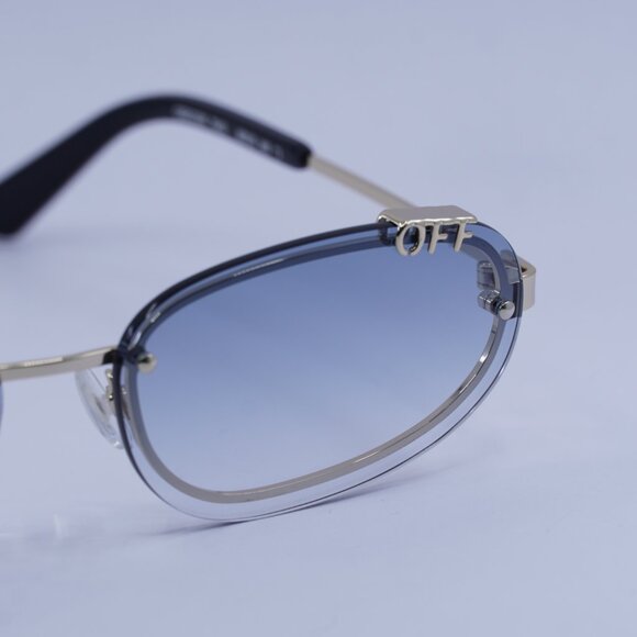 Off-White OERI13M MIAMI 7642 Sunglasses Gold Oval Frame, Blue Lenses main image 4